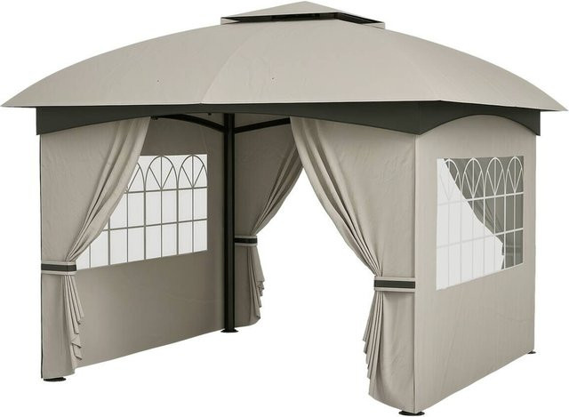 Outsunny Pavillon aus Metall in Hellgrau mit modernem Design, B/H/L: 335 x 285 x 335 cm - Bild 1