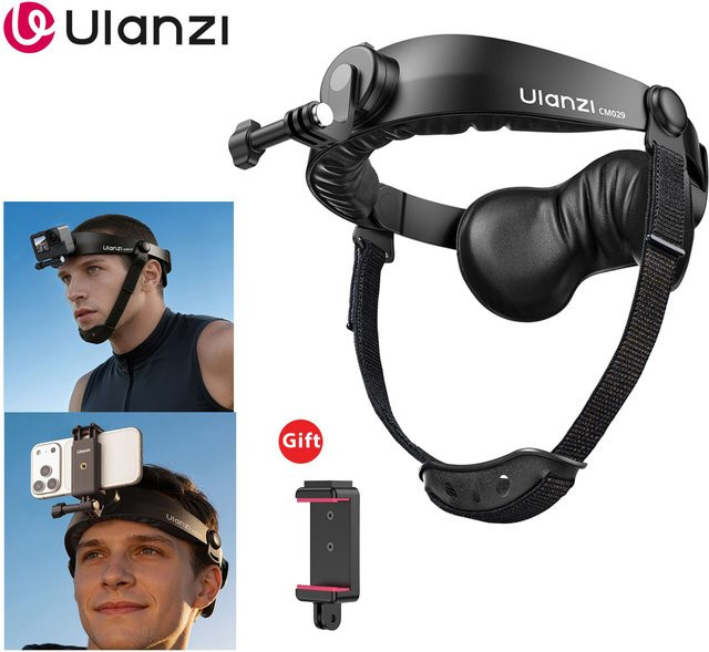 Ulanzi CM029 Kopfhalterung und Kopfbandhalterung Kit in Schwarz für GoPro Hero, AKASO, SJCAM, DJI Action-Kameras und iPhone - Bild 1