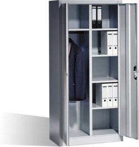 C+P Akten-Garderobenschrank Acurado mit Drehtüren, Farbe Lichtgrau, H x B x T: 195 x 93 x 50 cm - Bild 1