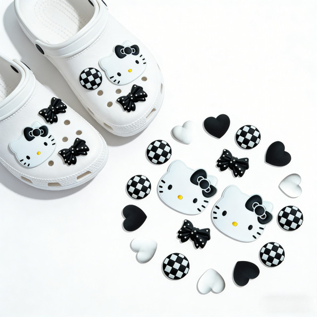 Mesuca Charms, Hello Kitty, PVC, Bunt, Schachbrettmuster, Schleife & Herz - Bild 1