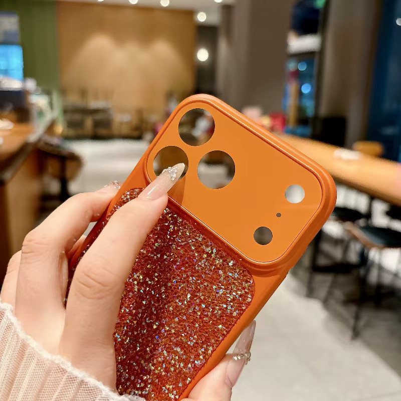 Glitzernde Handyhülle mit Kameraschutz für iPhone 18 17 16 15 14 13 Pro Max in Orange von CHUBAN - Bild 2