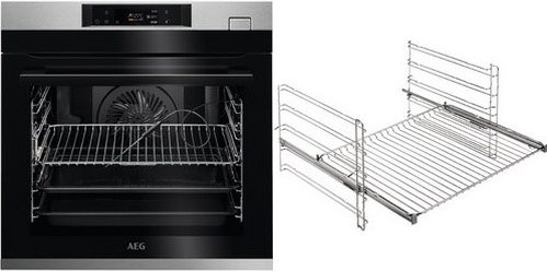 AEG Elektro-Backofen mit Dampfgarer BSE78228BM und TR1LFSTV in Edelstahl/Cleansteel
