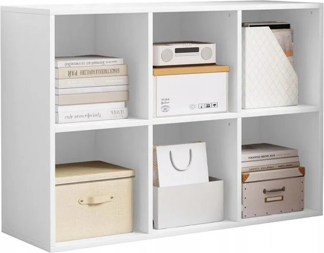 Rebiko Offenes Regal Kommode in Weiß mit 6 Würfeln für Wohnzimmer und Büro, H x B x T: 90 x 60 x 30 cm - Bild 1