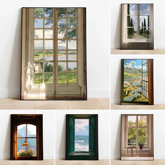 Potdemiel Leinwandbild Grüne Landschaften Natur Poster Moderne Wandkunst in Grün und Multicolour - Bild 1