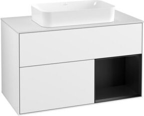 V&B Waschtischunterschrank Finion 100 mit Wandbeleuchtung in Weiß lackiert - Bild 1