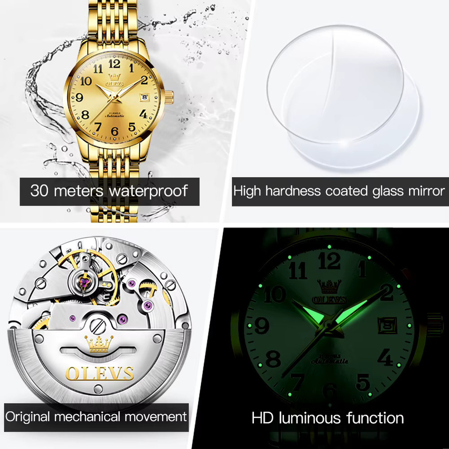 OLEVS Armbanduhr, Automatik, Edelstahl, Gold, Damen - Bild 4