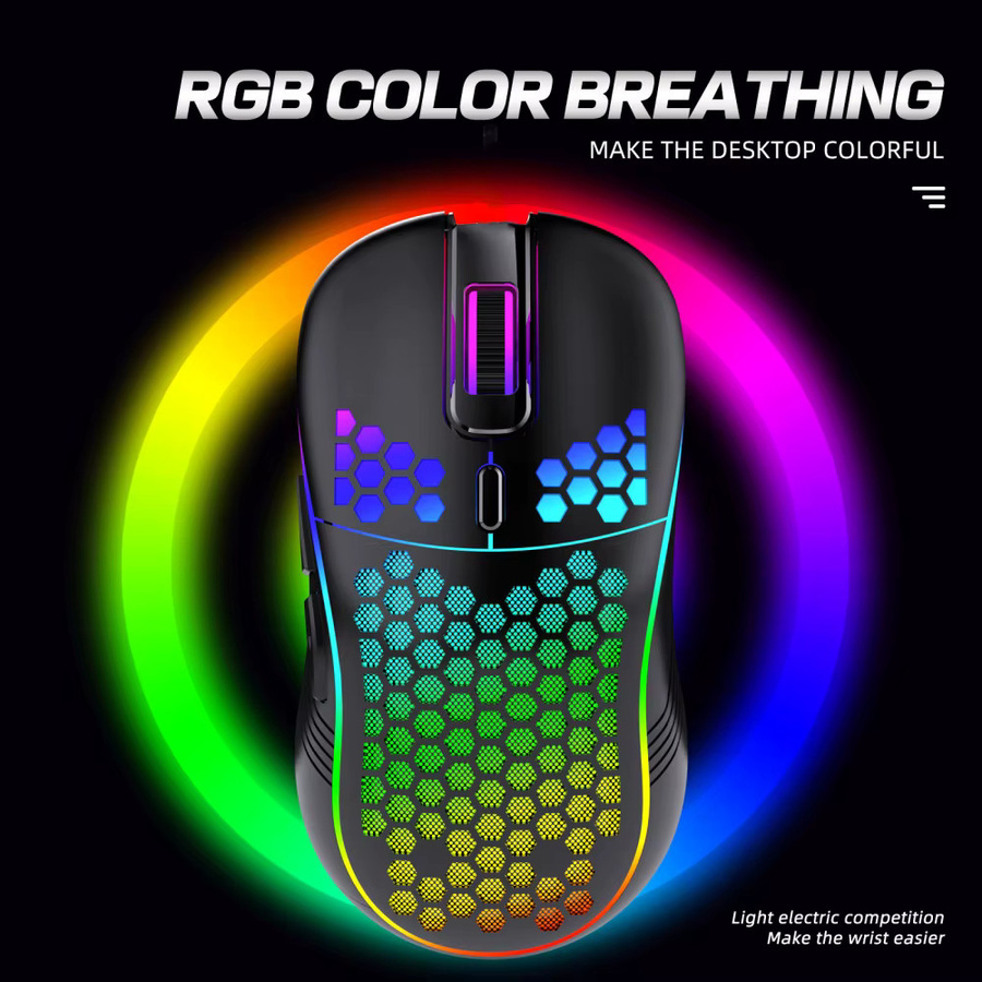 Kabellose Gaming-Maus mit RGB-Beleuchtung und ergonomischem Wabendesign in Schwarz, 2,4 GHz mit einstellbarer DPI - Bild 2