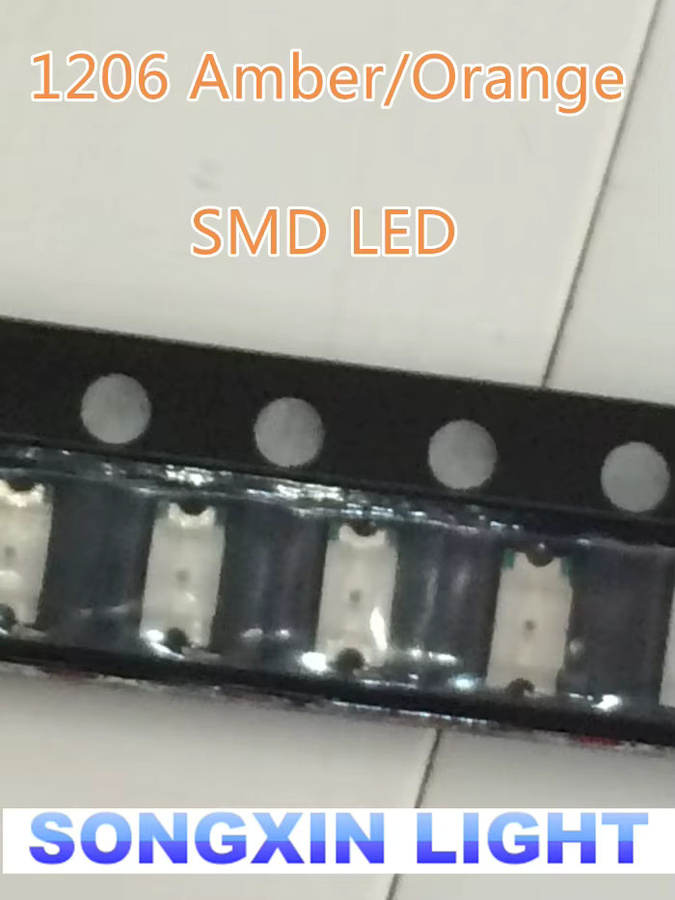 200 Stück SMD SMT LEDs in Orange/Bernstein, super helle Dioden mit 600-610nm Wellenlänge und 600-300mcd Lichtstärke, Spannung 2,0-2,6 V - Bild 2