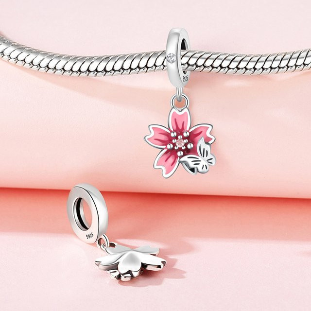 Orstarry Anhänger 925 Silber, Rosa Blumen, Zirkonia, Unisex - Bild 1