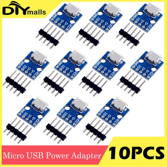 10er Set CJMCU Breakout Netzteil Modul mit Micro USB Interface 5V Power Adapter Board für Arduino in Blau - Bild 1