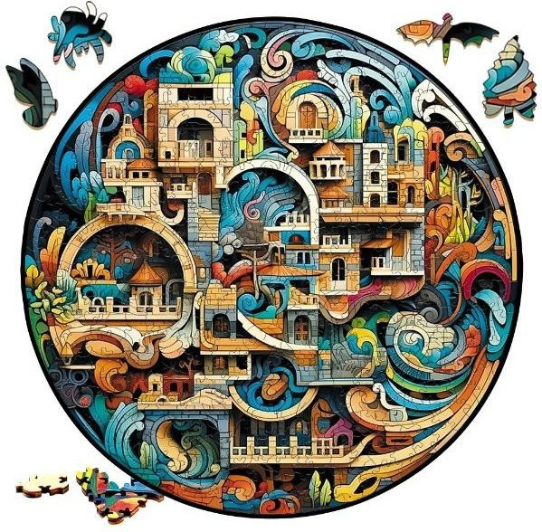 Yiran toy Erdlandschaft Rundes Puzzle, Holz, ab 12 Jahre - Bild 1