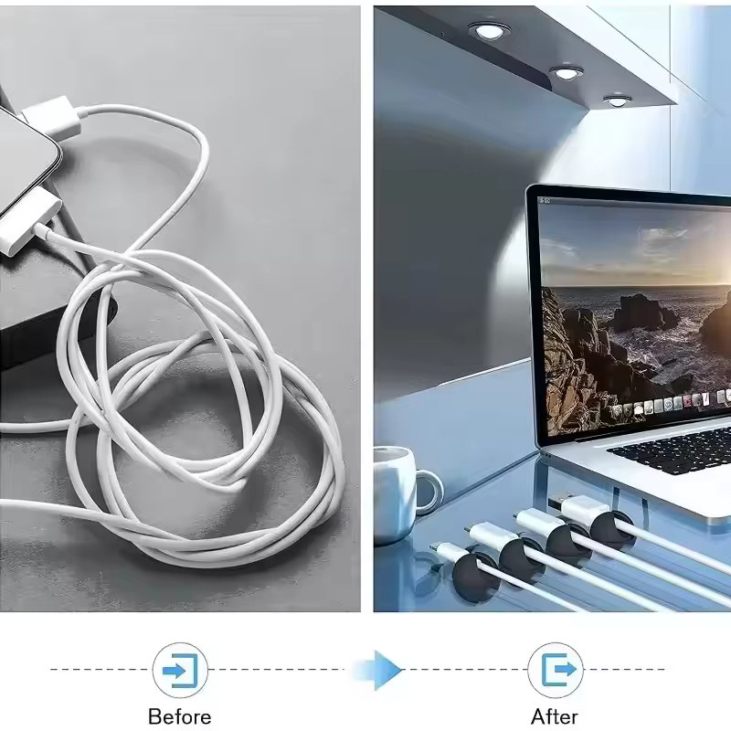 Selbstklebende Kabel Organizer Clips in Schwarz für USB-A und USB-C zur Kabelverwaltung am Schreibtisch oder an der Wand - Bild 2