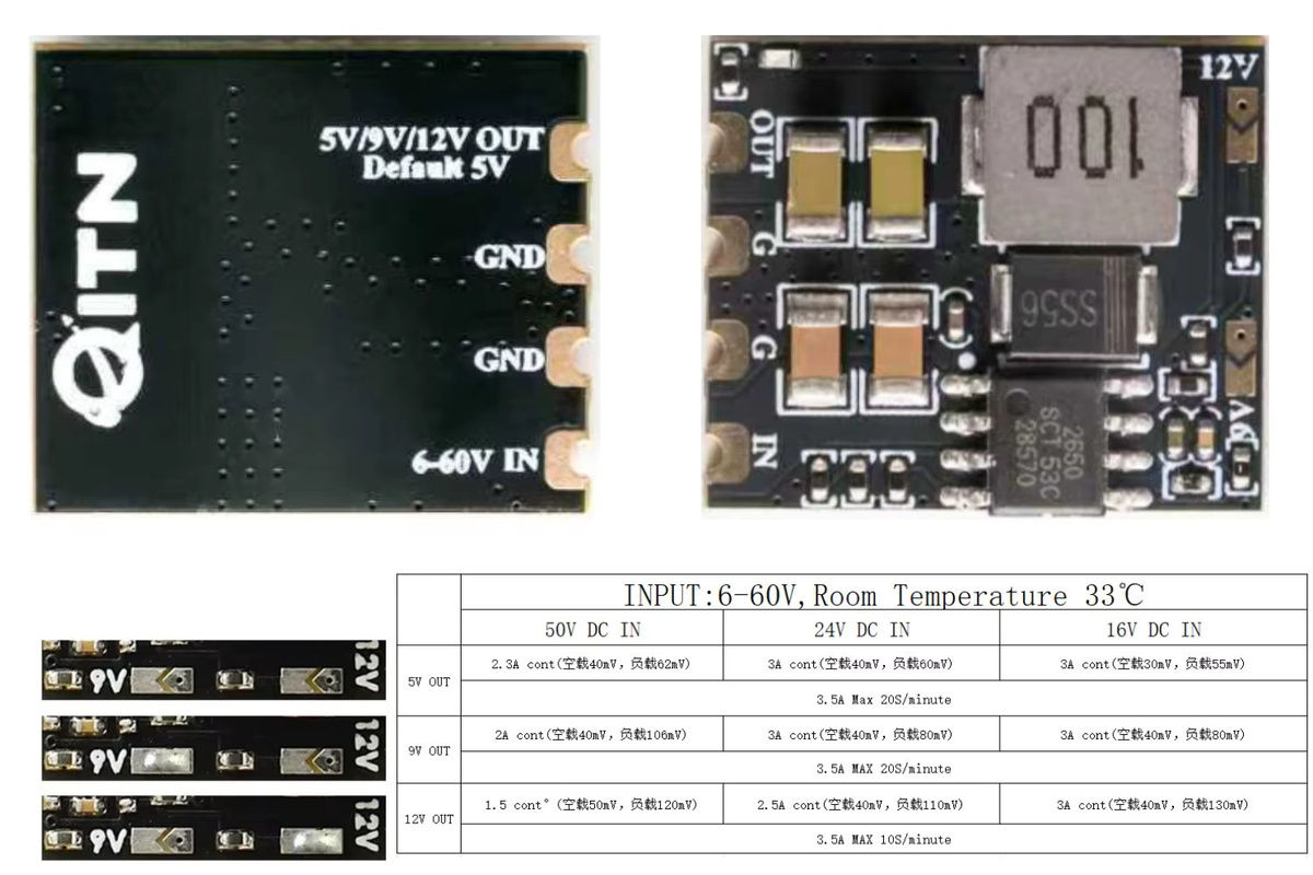 QITN MICRO BEC 12S Step-Down Reglermodul 6-60V zu 5V/9V/12V-ADJ in Schwarz für RC-Modellflugzeuge und FPV-Renndrohnen - Bild 2