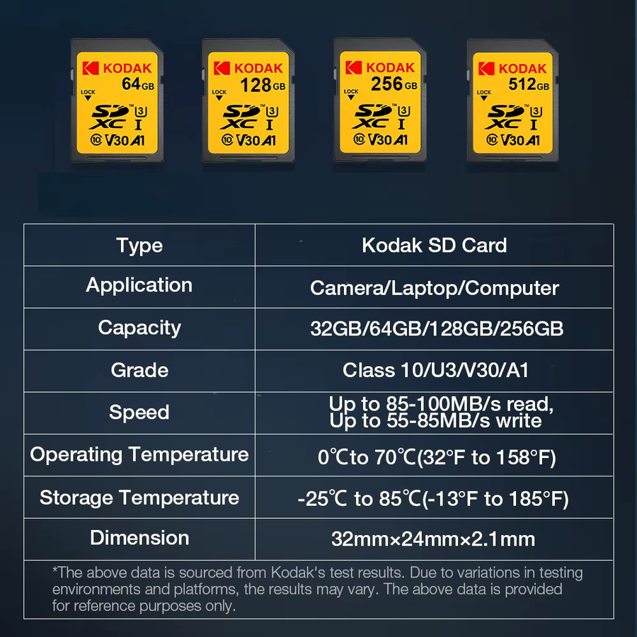 Kodak SDXC Speicherkarte für DSLR-Kameras, UHS-I, U3, V30, A1, Class 10, unterstützt Ultra HD 4K Video, Schwarz - Bild 4