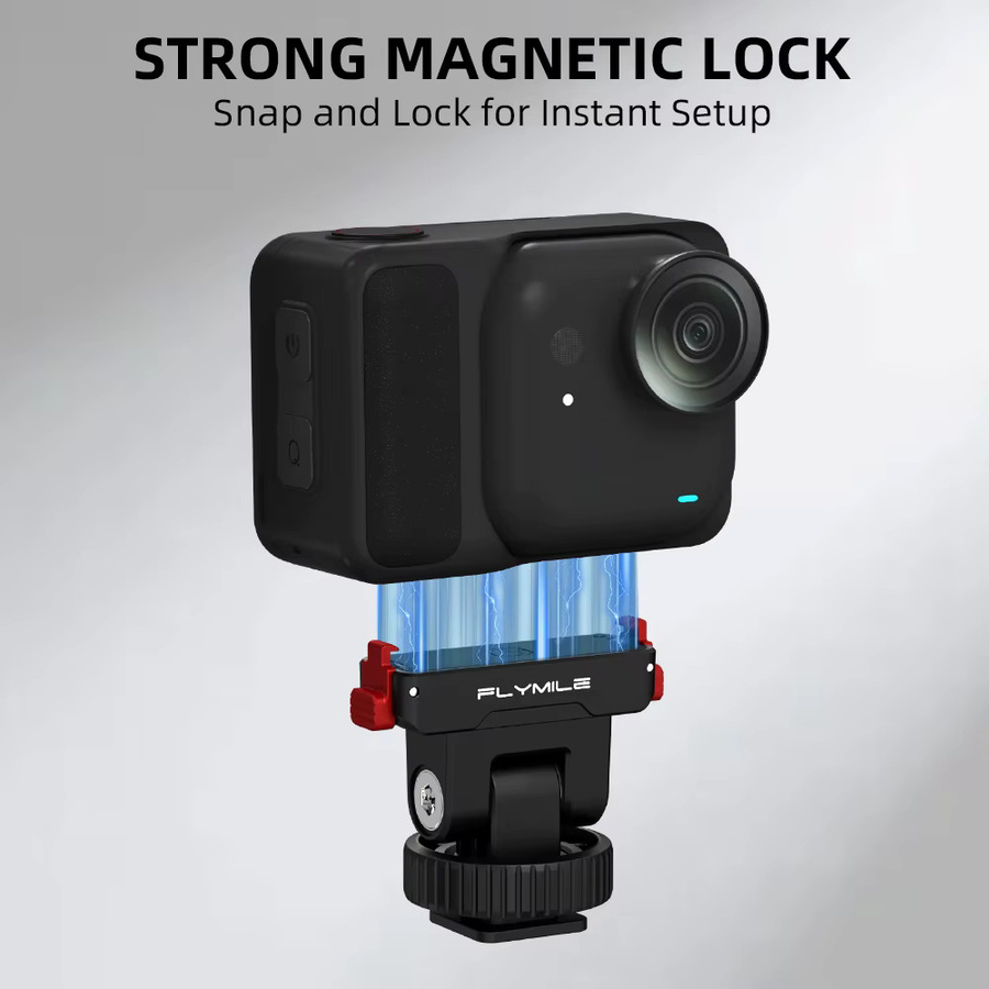 Flymile Magnetischer Adapter-Halter für Insta360 GO Ultra Schnellwechsel-Basishalterung mit 1/4 Schraubenloch und Cold Shoe in Schwarz - Bild 2