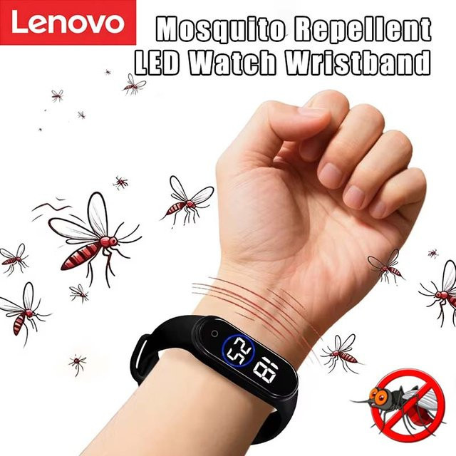 Lenovo Ultraschall-Mückenabwehr-Armband Smartwatch mit LED-Display und Touchscreen für Kinder in Grün und Schwarz - Bild 1