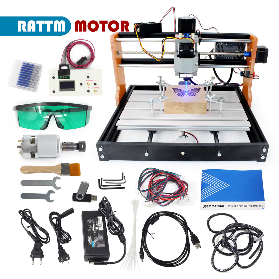 RATTMMOTOR 3018 Pro 3-Achsen-CNC-GRBL-Steuerung DIY Mini-Lasergravur-Fräsmaschine mit E-Stopp und Offline-Controller - Bild 5