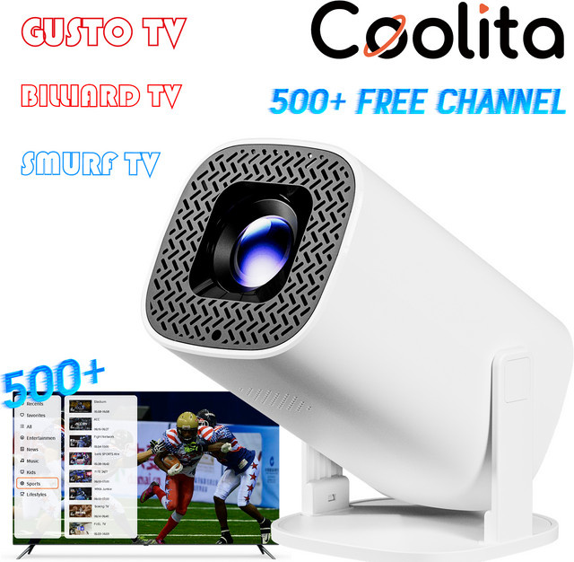 HONGTOP P30PLUS Smart Mini Projektor mit Coolita OS, WiFi6, 4K Unterstützung und 500+ Live Free Channels, Weiß - Bild 1