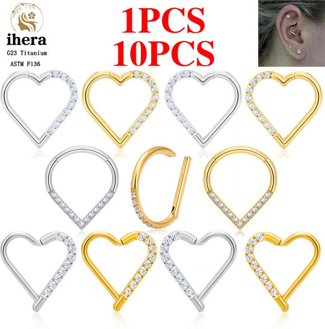ihera Ohrring Hoop, Titan, Zirkonia, Herz, Unisex - Bild 1