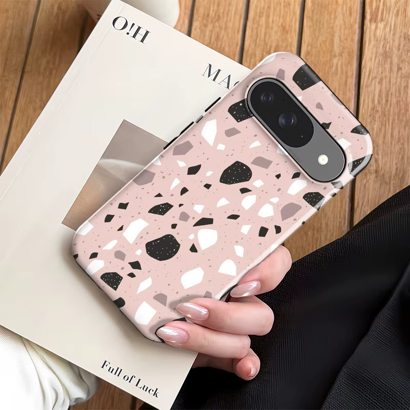 Fcicicase Luxus-Handyhülle mit Marmormuster für Google Pixel 10 9 Pro XL 8 7A in Pink, zweilagig und stoßfest mit matter Abdeckung - Bild 3