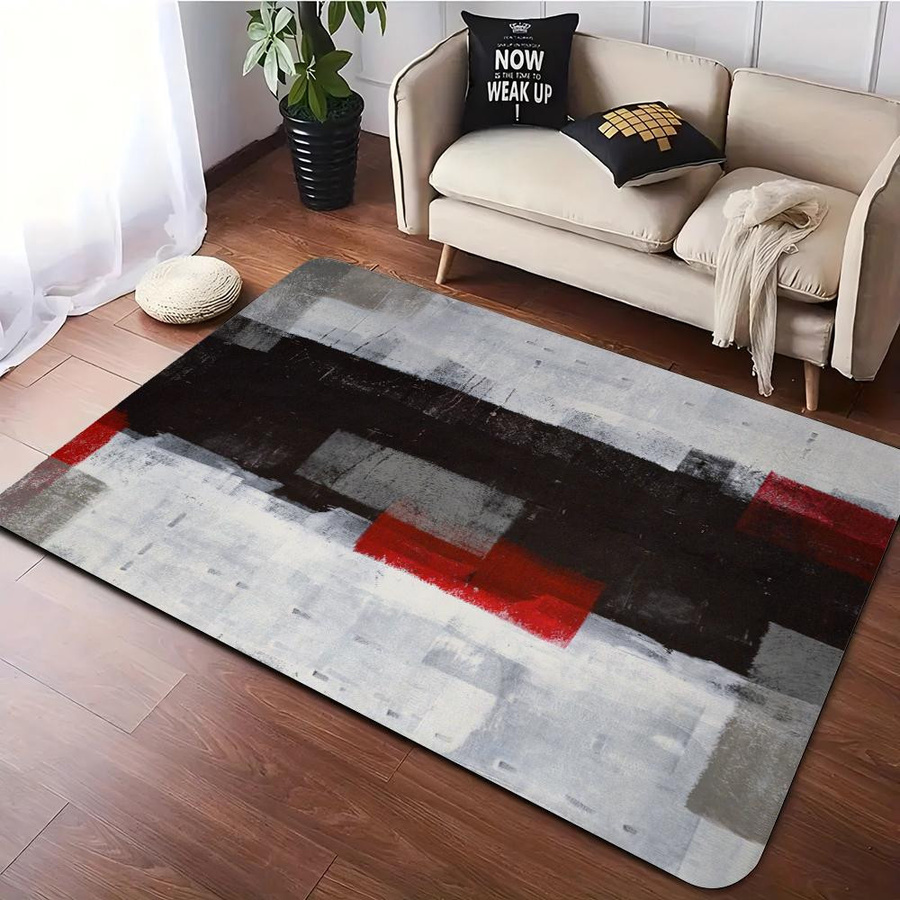 BC-Warm Home Bereichsteppich mit abstraktem Design in Grau und Rot, maschinengewebter Teppich aus Polyester, rutschfest und waschbar, B/T: 60 x 40 cm - Bild 3