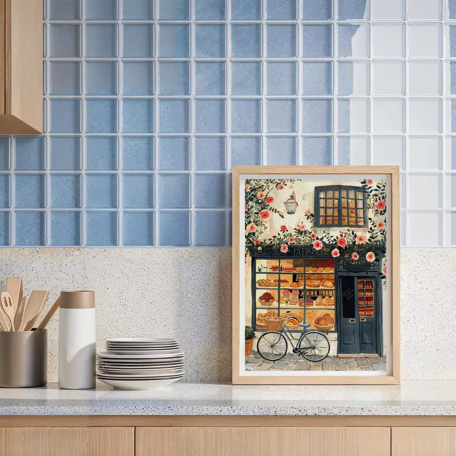Vintage Französischer Patisserie Kunstdruck als mehrfarbige Bäckerei-Illustration auf Papier - Bild 4