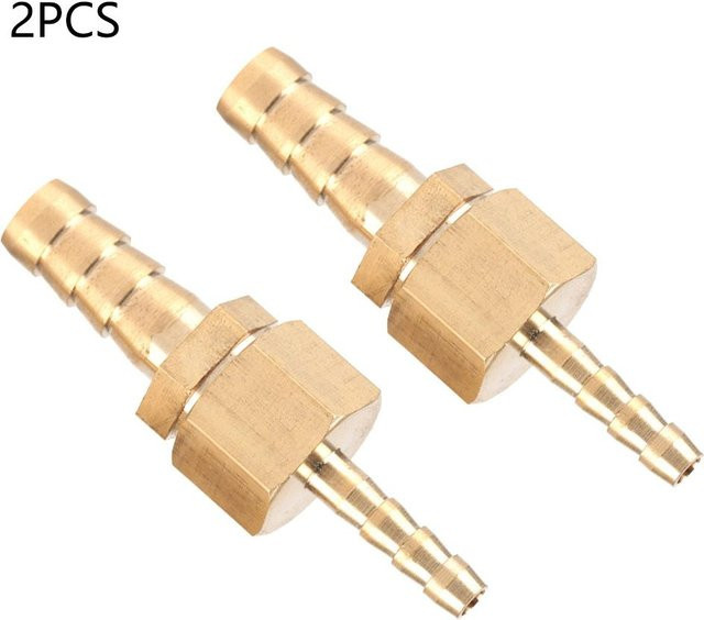 2 Stück Fishine Messing Fitting Schlauchstutzen Reduzierstück Reduzierstopfen Verbinder in Beige und Gold, 46mm - Bild 1