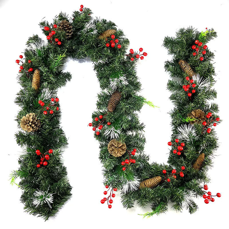 YOUTHINK Künstliche Weihnachts-Girlande in Grün mit Blättern als hängende Dekoration, Länge: 180 cm - Bild 2