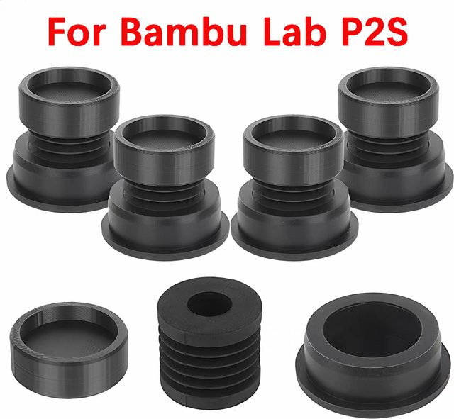 Anti-Vibrationsfüße für Bambu Lab P2S in Schwarz, rutschfeste und staubdichte Gummifüße für verbesserte Stabilität und Druckqualität - Bild 1