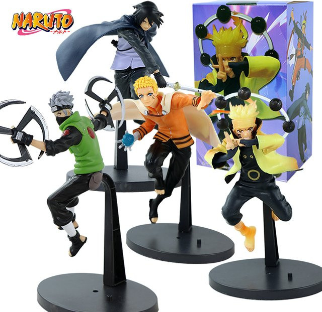 Bandai Naruto Uzumaki Naruto Kakashi Uchiha Sasuke Actionfigur, 19cm, PVC - Bild 1