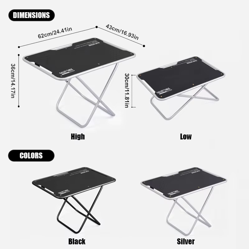 WESTTUNE Outdoor-Camping-Klapptisch aus Aluminiumlegierung, tragbarer taktischer Picknick- und Grilltisch in Schwarz oder Silber - Bild 4