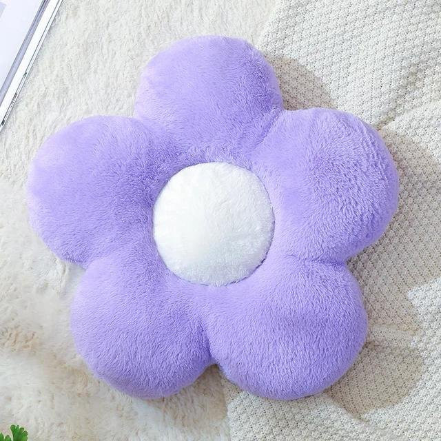 Flauschiges Gänseblümchen-Plüschkissen von Yiran bag in Lila, quadratisches Blumen-Sitzkissen, B/B/B: 35 x 35 x 1 cm - Bild 1