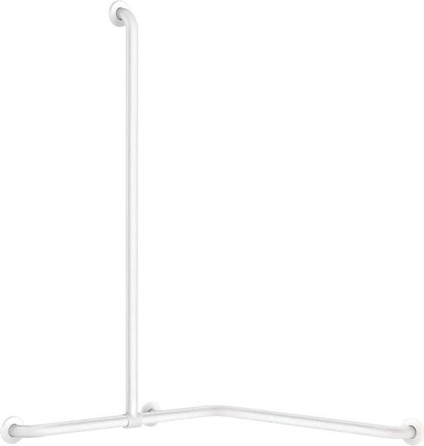 Delabie Duschhandlauf Basic Winkelmodell aus Edelstahl, weiß matt, Ø 32 mm, Länge: 55 cm - Bild 1