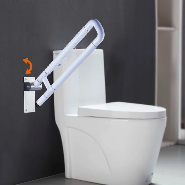 Zusammenklappbarer Toilettenstützgriff in Weiß, Wandmontage, Tragfähigkeit 300 kg - Bild 1