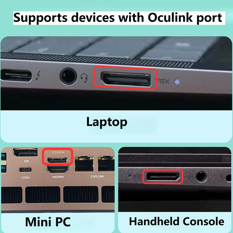 ADT-Link Oculink eGPU Dockingstation für Laptop und Mini-PC mit PCIe 4.0 x4 64GB/s ELFX 1U Power Tragbare Externe Grafikkarten-Station - Bild 2