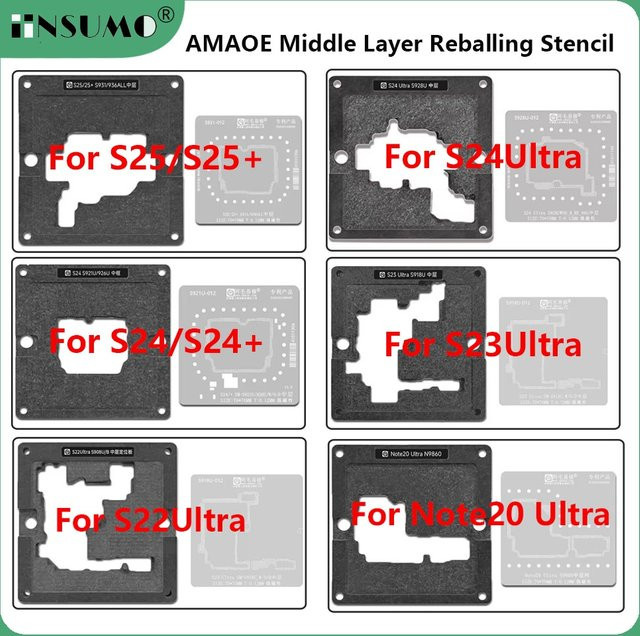 AMAOE Reballing Schablonenstation Kit für Samsung S26 S25 Ultra S23 Ultra Positionierungsplatte Rework Löt- und Zinnpflanzung - Bild 1