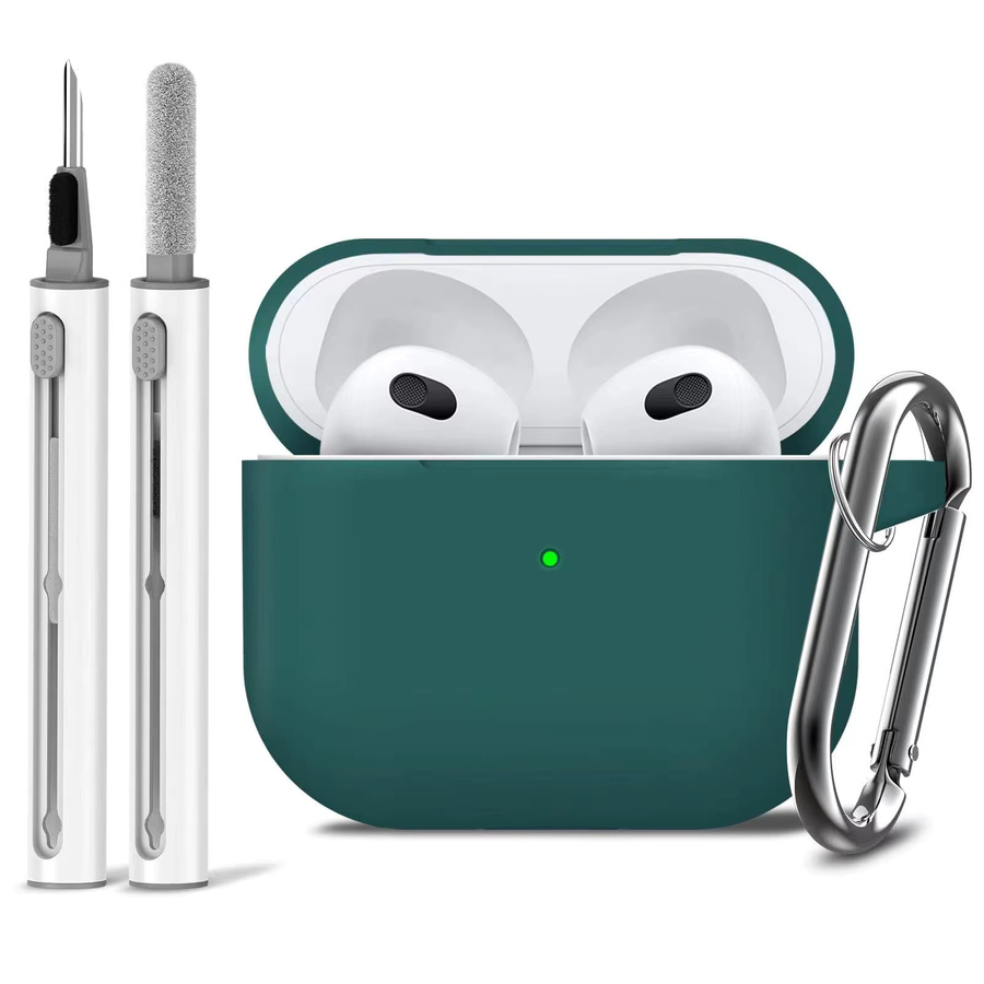 Silikon Schutzhülle für Apple AirPods Pro 1. und 2. Generation inklusive Reinigungsset in Schwarz - Bild 2
