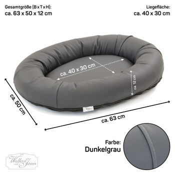 Wallace & Jones orthopädisches Hundebett Bolton grau S mit Memory-Schaum und abnehmbarem Bezug - Bild 2