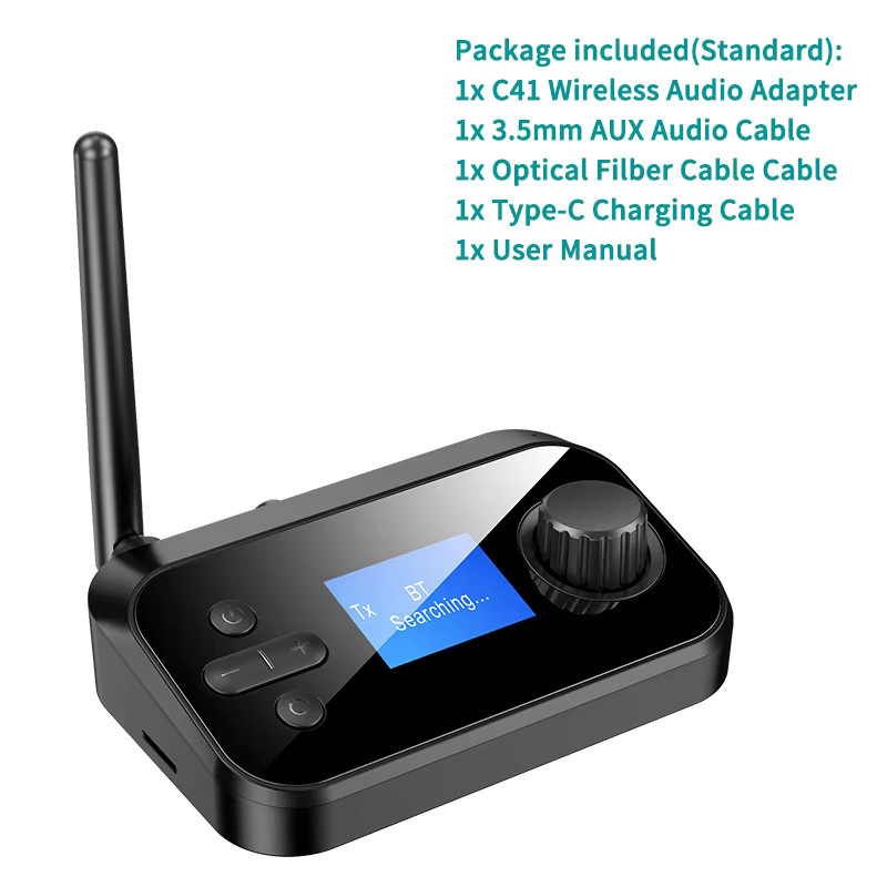 VAORLO Bluetooth Audio Sender und Empfänger in Schwarz mit 3,5 mm Klinke, Optisch und Koaxial als DAC Konverter für TV und PC - Bild 5