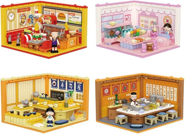 Weekit Chibi Maruko-chan Gestapelte Häuser Bausteine Set Street View Shop Modell aus Kunststoff in Mehrfarbig - Bild 1