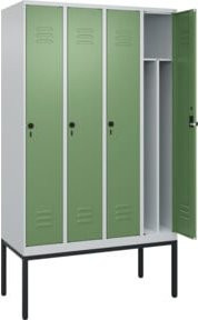 C+P Spind Classic PLUS Garderobenschrank mit 4 Abteilen, Gestell mit Sicherheits-Drehriegel, 4 Garderobenhaken und mittiger Trennwand, H x B x T: 212 x 120 x 50 cm - Bild 1
