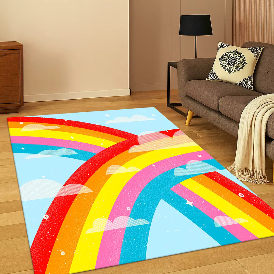 Faviora Regenbogen-Cartoon-Teppich für Kinder, rutschfest, Mehrfarbig, B/T: 60 x 40 cm - Bild 2