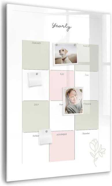 Tulup Magnetische Glassboard Jahresplaner Beschreibbare Magnettafel B: 70 cm, H: 100 cm - Bild 1