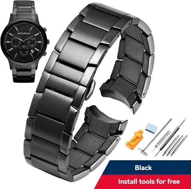 Uhrenarmband Edelstahl, schwarz, 22mm, Herren - Bild 1
