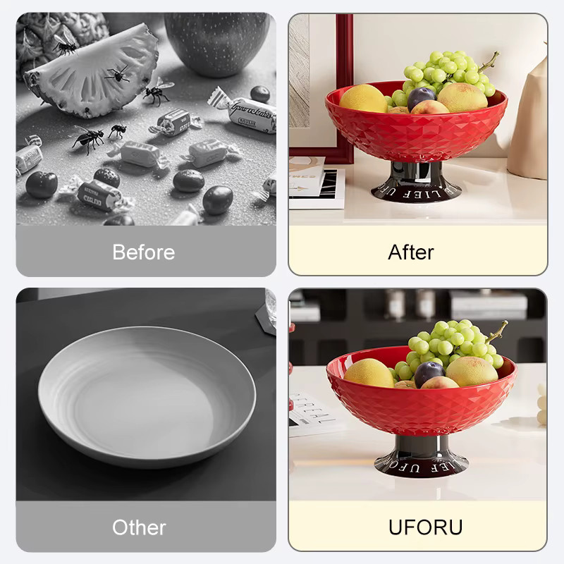 UFORU Obstschale aus Keramik in Rot und Braun als luxuriöse Snack-Aufbewahrung und Dekoration für Wohnzimmer und Küche - Bild 6