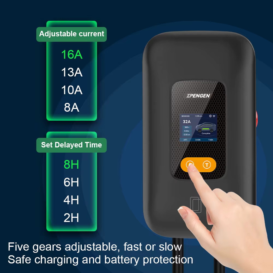 IPENGEN EV Ladestation Typ2 11KW 16A 3Phasen Elektroauto Wallbox mit WIFI APP Steuerung in Schwarz - Bild 4