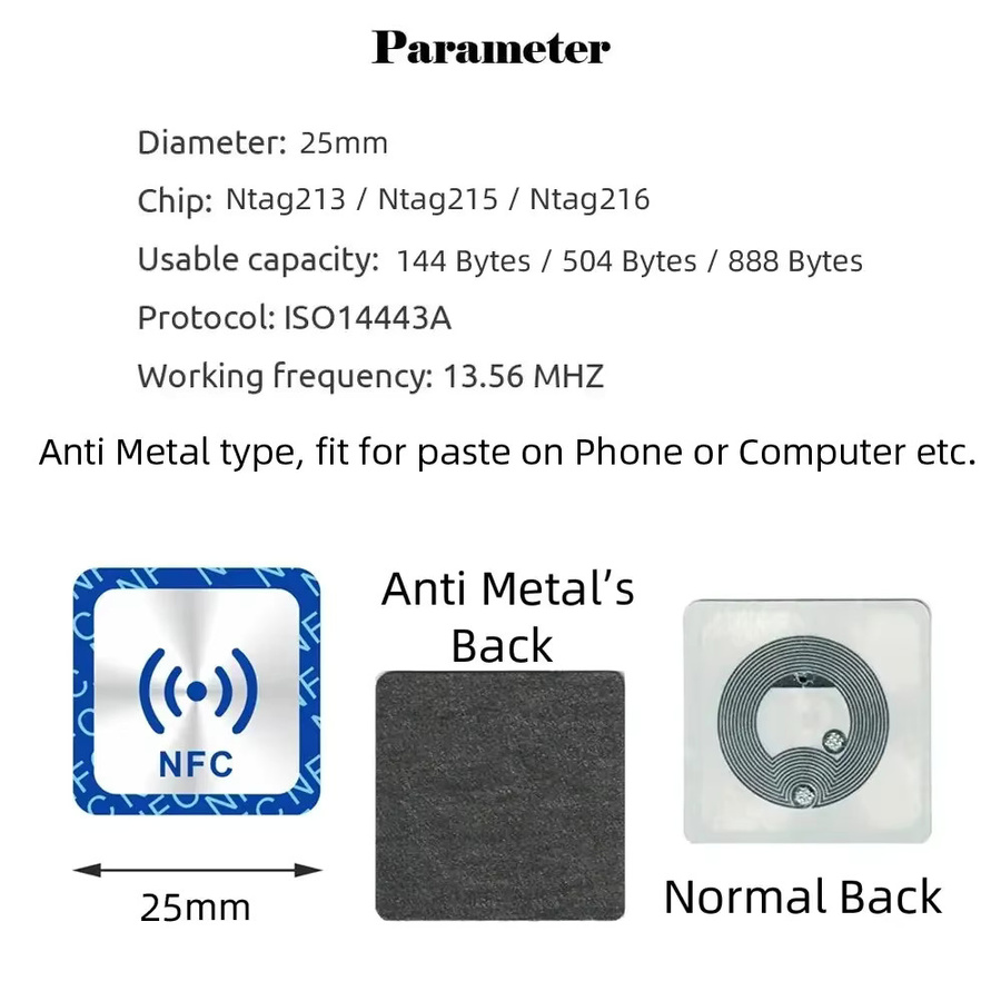 5YOA NFC-Tags NFC213 Aufkleber 13,56 MHz für Huawei Share und iOS13, 30 Stück - Bild 2