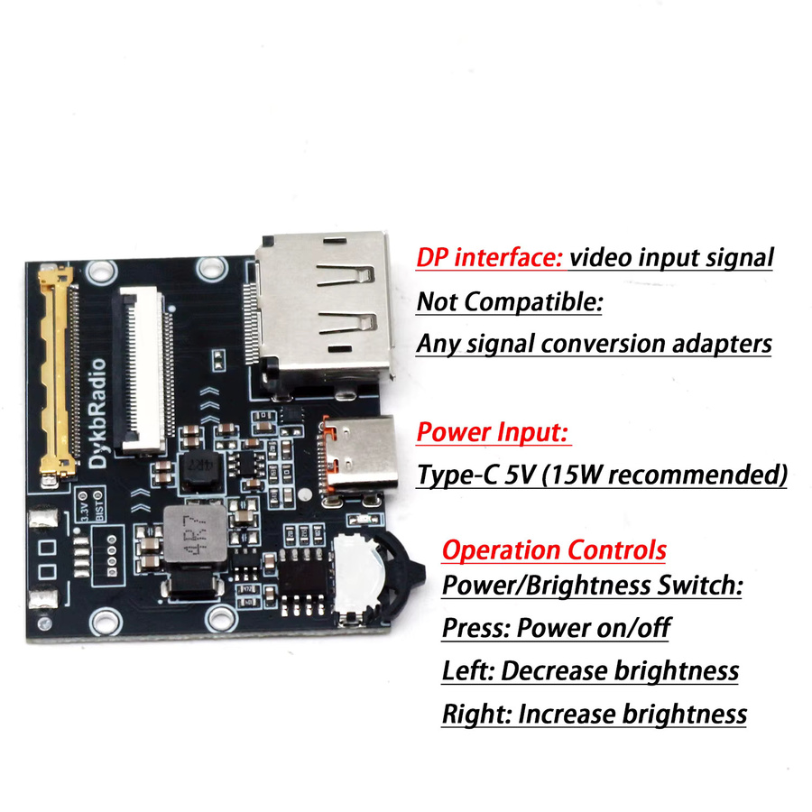 DYKBmetered EDP-Treiberplatine für 2K und 4K LCD Laptop Bildschirme, DP zu EDP Signalprojektion, Schwarz - Bild 2