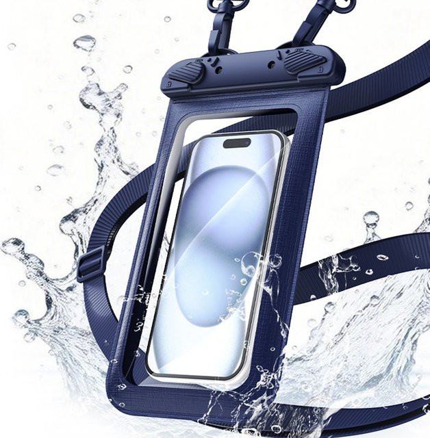 DIXSG Wasserdichte Handytasche IPX8 Schutzhülle für Schwimmen und Tauchen in Transparent, Pink oder Blau - Bild 1