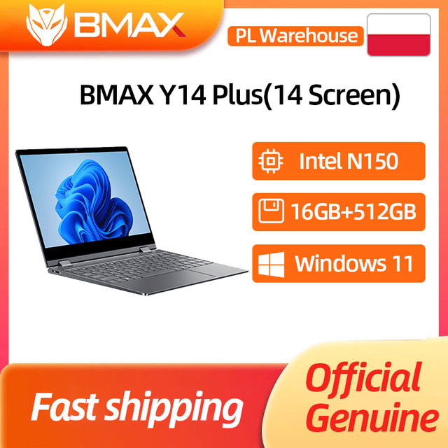 BMAX Y14 Plus Laptop mit 14 Zoll Display, Windows 11, Intel N150, 16GB RAM, 512GB SSD und USB Typ-C - Bild 1